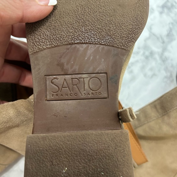 Franco Sarto Coley Riding Beige Used Suede Knee High Side Zip Size 8.5W - Picture 3 of 5